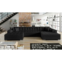 JVmoebel Ecksofa, Klassisch Design Ecksofa Vento Bettfunktion Couch Leder Polster Textil schwarz