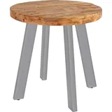 sam möbel gmbh Esszimmertisch rund 100 cm Mangoholz naturfarben silber Adelina - Hellbraun