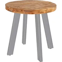 sam möbel gmbh Esszimmertisch rund 100 cm Mangoholz naturfarben silber Adelina - Hellbraun