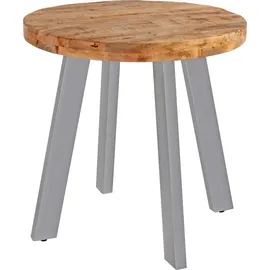 sam möbel gmbh Esszimmertisch rund 100 cm Mangoholz naturfarben silber Adelina - Hellbraun