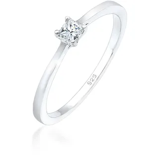 Elli DIAMONDS Elli DIAMONDS Ring Princess Cut Verlobung Diamant 0.1 ct. 925 Silber Ringe Damen