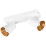 meineWunschleuchte & Deckenstrahler Weiß Gold 2flammig, 28cm kurz