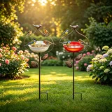 Vogeltränke Metall Futterstation Vögel Gartenstecker,Vogeltränke Winterfest Für Den Garten,Bienentränke Blume Insektentränke Flower Garden Stake Bird Bath, Gartens Für Bienens Schmetterlingstränke (C)