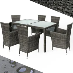 Polyrattan Garten-Sitzgruppe 7-tlg Grau/Anthrazit