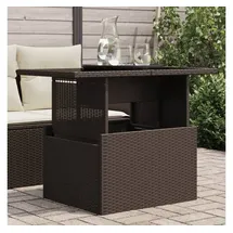vidaXL Gartentisch mit Glasplatte Braun 100x55x73 cm Poly Rattan