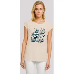 T-Shirt F4NT4STIC "Skelett spielt Gitarre, Musik, Liebe", Damen, Gr. L, weiß (sandweiß), Obermaterial: 100% Baumwolle, casual, regular fit, Rundhals, Kurzarm ohne Bündchen, Shirts, Premium Qualität