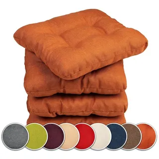 sunnypillow 4er Set Stuhlkissen 40x40 cm Bequeme 8cm Polsterauflage Auflage für Stühle/Bänke in Haus und Garten Sitzkissen Sitzauflage Gartenkissen viele Farben zur Auswahl Orange