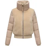 Navahoo Damen, Teddy-Fleecejacke warme Winterjacke mit hohem Kragen Teddyzone 14 beige, Gr. L - L