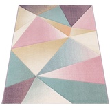 Paco Home Teppich Kurzflor Modern Trendig Pastell Geometrisches Design Inspiration Multi, Grösse:70x140 cm