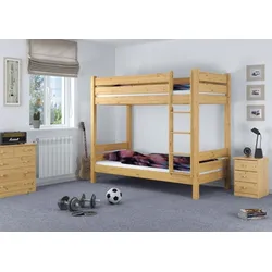 Erst-Holz Etagenbett extra stabil  Kiefer 100x200 Massivholz-Stockbett Nische 100 Rollroste 60.16-10