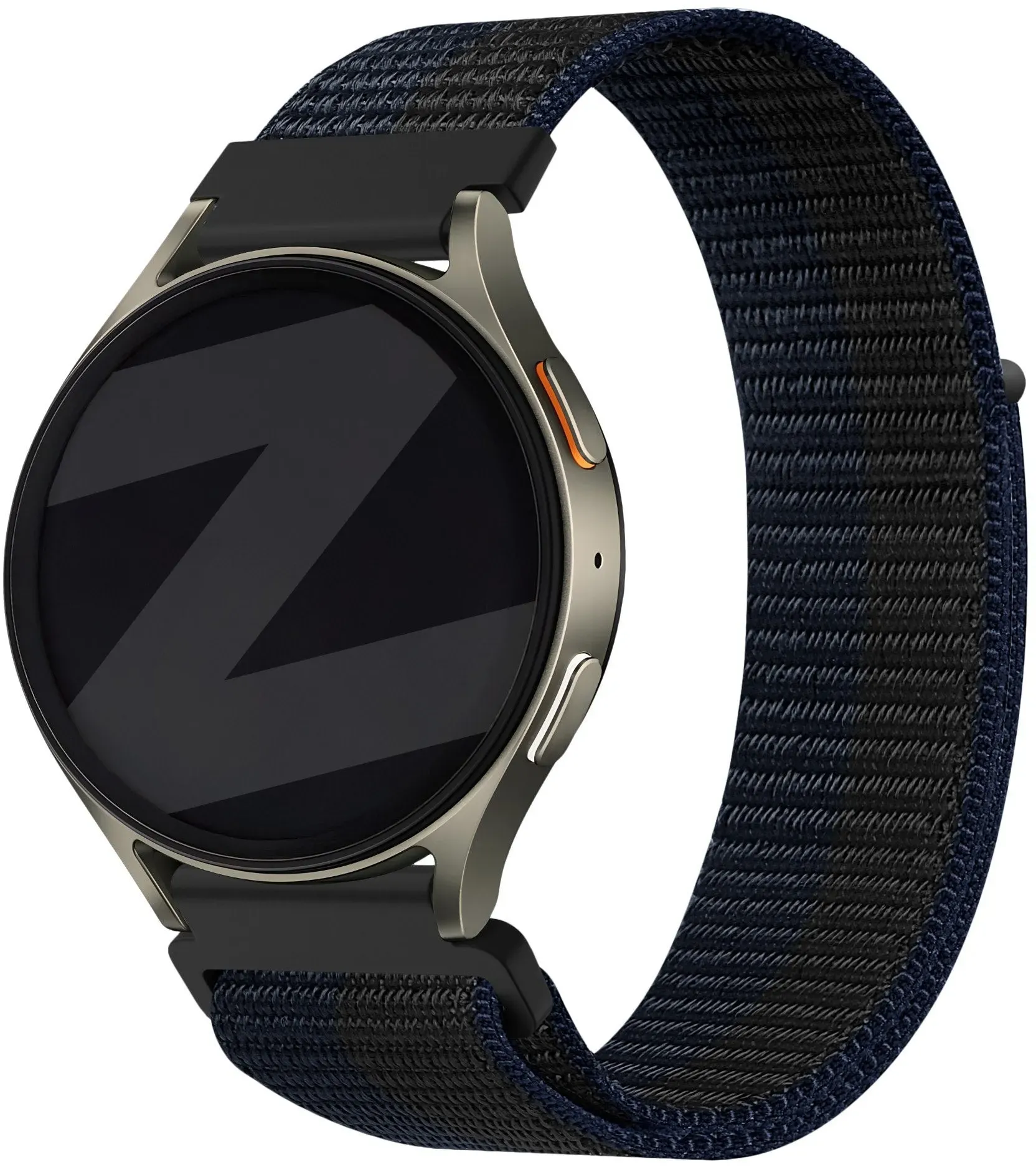 Bandz Oozoo Smartwatch 20mm Armband Nylon 'Easy Fit' für Oozoo Smartwatch 20mm - Schwarz/blau - Klettverschluss