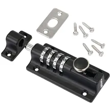 HMF Riegelschloss 3591-02, Türriegel mit 4-stelligem Zahlencode aus Zinklegierung, 12,2 x 4 x 4,8 cm, Schwarz