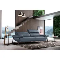 Egoitaliano 2,5-Sitzer Anais, Designsofa mit erstklassigem Sitzkomfort, Fußfarbe schattengrau, Kopfteil verstellbar, 232 cm, Leder BULL, smoke grau