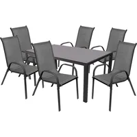 Mojawo Gartengarnitur Sitzgarnitur Stapelstühle Stapelsessel 7teilig 160x90cm