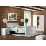 JVmoebel Komplettschlafzimmer Elegantes Schlafzimmer Set in Weiß mit Bett und Nachttischen, (4-tlg), Made in Europa weiß