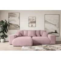 ALTDECOR Ecksofa mit Schlaffunktion und Bettkasten Corner Sofa Eckcouch Couch L-Form universal, links/rechts angeordnet Schlafcouch Ausziehbar Wohn... - Rosa