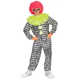 Funny Fashion Kostüm Clown Kokki Kostüm für Herren - Schwarz Weiß silberfarben