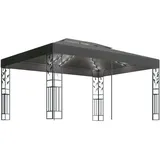 vidaXL Pavillon mit Doppeldach & LED-Lichterkette 3 x 4 m Anthrazit