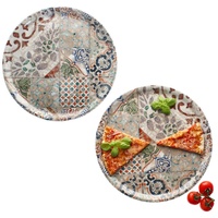 MamboCat Pizzateller 2x Pizzateller Alcazar Ø33cm 2 Personen XL-Teller Fliesenoptik Platte