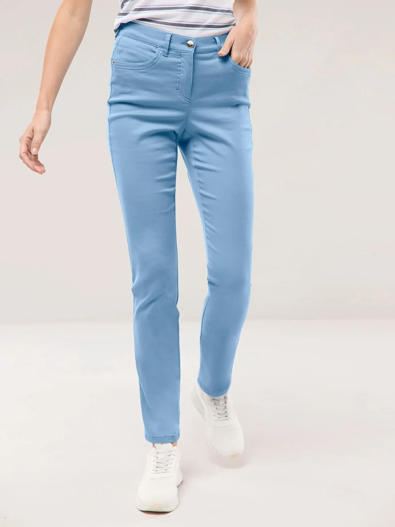 Walbusch Damen Bügelfrei Baumwollhose Feminine F Blau