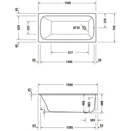 Duravit Qatego Rechteckbadewanne 150 x 75 cm (700609000000000)