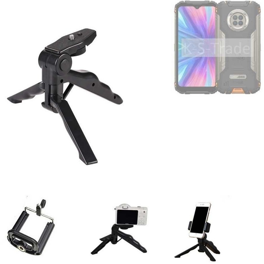 K-S-Trade für Doogee V31 GT Smartphone-Halterung, (Stativ Tisch-Ständer Dreibein Handy-Stativ Ständer Mini-Stativ) schwarz