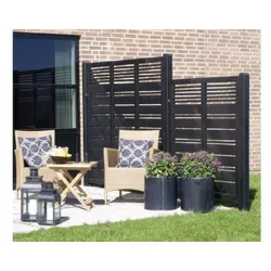 Silence Sichtschutzzaun in Schwarz - Sichtschutzelemente aus Holz – 120 x 170 cm – stilvolles Zäune Design – Sichtschutz für Garten