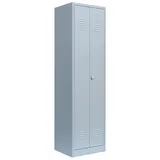 Lüllmann Spind Garderobenschrank 2 Abteile mittig schließend 1800 x 500 x 500 mm lichtgrau
