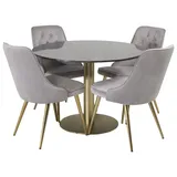 VCM Ebuy24, Essgruppe Esstisch schwarz, Marmor