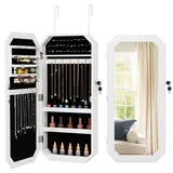 Schmuckschrank mit Spiegel abschließbar Wandmontage Schmuck Organizer Weiß