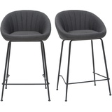 miliboo Designer-Barhocker dunkelgrauer Stoff 65cm (2er Set) SHERU