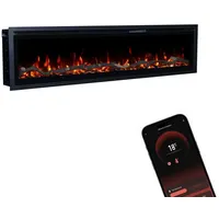 GLOW FIRE Elektrokamin GF Core Wandkamin mit 3D Feuer und Heizung (Thermostat, 900- 1800 W), Elektrischer Stand-, Wand- oder Einbaukamin mit APP Steuerung, LED 152 cm