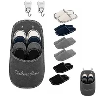 6 Paar Gästehausschuhe Set, mit Haken für Herren, Damen und Kinder, Antirutsch, Unisex, Hochwertige Filz Gästepantoffeln, Gäste Hausschuhe, Filzpantoffeln für Hause, Reisen und Hotel (Mehrfarbig 1) - Large