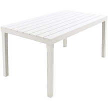 PROGARDEN Rechteckiger Gartentisch, Polypropylen, Lattenrost, Made in Italy, 138 x 78 x 72 cm, Weiß