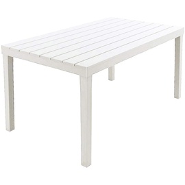 PROGARDEN Rechteckiger Gartentisch, Polypropylen, Lattenrost, Made in Italy, 138 x 78 x 72 cm, Weiß