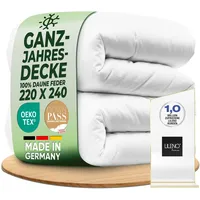 LILENO HOME Premium Feder- und Daunendecke 135x200 Ganzjahresdecke - Flüsterleise, Anschmiegsame & Wolkenweiche Federn Daunenbettdecke - Made in Germany, Oeko-Tex & 60°C Waschbar