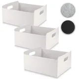 Aufbewahrungskorb Filz Organizer faltbare Aufbewahrungsbox Filz Box Aufbewahrung Filz Aufbewahrungsbox Kleiderschrank Regal Korb Filz Filzkorb Aufbewahrung Kleiderschrank (weiss, 3er)