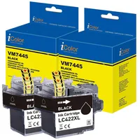 IColor 2er-Set Tinte für Brother: ersetzt LC422XLBK, schwarz, bis
