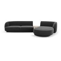 Micadoni Sofa Miley, modular mit Recamiere 3-Sitzer grau