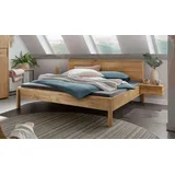 Home affaire Schlafzimmer-Set Huven Schlafzimmer, (3-tlg), Massivholzbett aus Eiche mit 2 Nachttische, FSC®-zertifiziert, stabil beige 200 cm x 90 cm x 200 cm