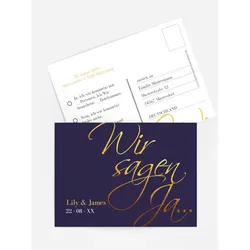 Antwortkarten für Ihre Feier selbst gestalten mit Spruch und Fotos im Onlinedesigner bei Meine-Kartenmanufaktur.de