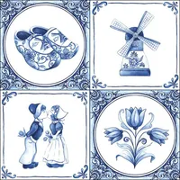 Ambiente Home Ambiente Serviette Motiv : Holland - weiß-blau