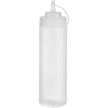 APS Quetschflasche, 6er Set Ø 7 cm, H: 26,5 cm, 760 ml transparent mit Schraubdeckel mit Verschlusskappe Einfüllöffnung: Ø 5,5 cm
