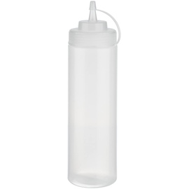 APS Quetschflasche, 6er Set Ø 7 cm, H: 26,5 cm, 760 ml transparent mit Schraubdeckel mit Verschlusskappe Einfüllöffnung: Ø 5,5 cm