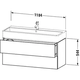 Duravit L-Cube 118,4x 45,9cm, Ei sw, 2 Schubk., wandhängend