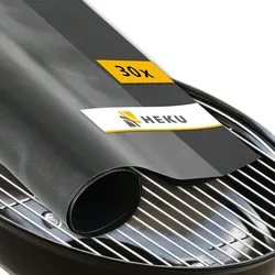 HEKU 30 Stück BBQ-Matte - Teflon Grillunterlage antihaftend, zuschnittbar & wiederverwendbar, Grillfolie für sauberes Grillen - leicht zu reinigen
