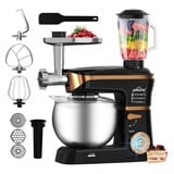 HOMELUX Küchenmaschine 3in1 Multifunktions Standmixer, 6 Geschwindigkeiten Knetmaschine, 1000,00 W, 6,00 l Schüssel, Fleischwolf, Rührmaschine schwarz