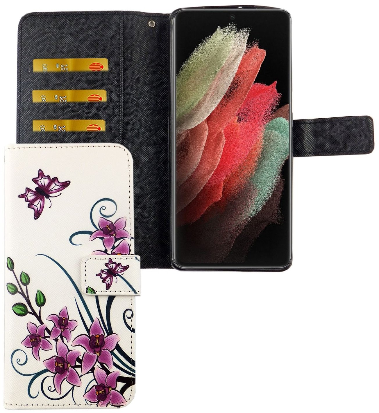 Hülle Handy Schutz für Samsung Galaxy S21 Ultra Case Cover Tasche Wallet Etui