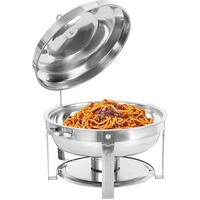 gegeweeret Chafing Dish Edelstahl Runde Speisewärmer 7,5L, Edelstahl Warmhaltebehälter Wärmebehälter Edelstahl Buffet-Set, für Hotels, Buffets, Restaurants, Familientreffen (Silber)