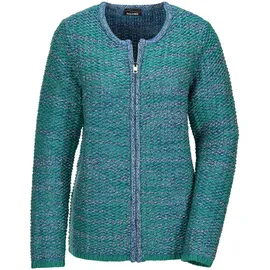 GOLDNER Strickjacke Strukturjacke mit Rollband Blau 22